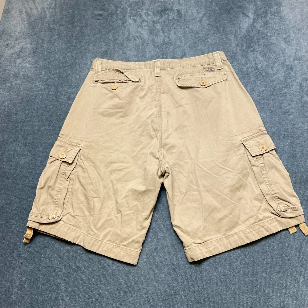 U.S. Polo Assn Cargo Shorts Mens 36 Khaki Cotton Flat Front Slash Pockets Hiking